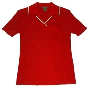 Vintage DOCKERS RED RIBBED 100% Cotton POLO WOMENS SIZE MEDIUM
